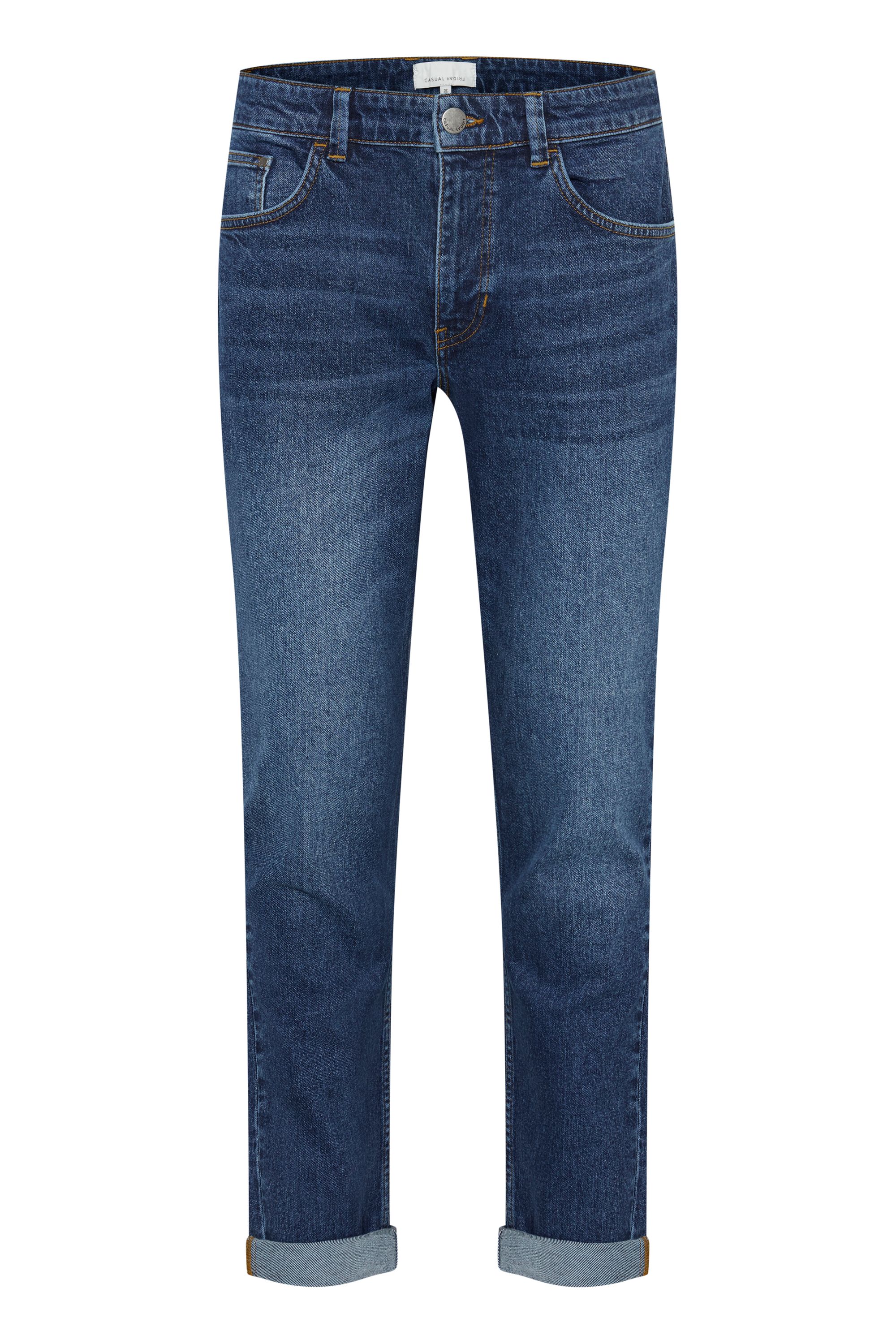 Comfort-fit-Jeans CASUAL FRIDAY "Comfort-fit-Jeans CFKarup", Herren, Gr. 33, Länge 32, blau (denim mid blau), Obermaterial: 66% Baumwolle CO. 33% Baumwolle CO recyc.. 1% Elasthan EL., Hosen