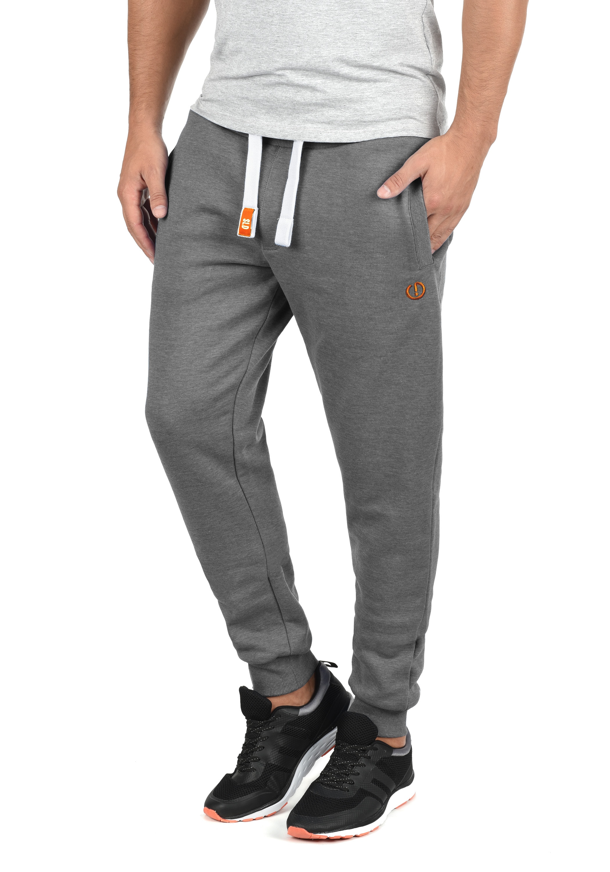 Jogginghose SOLID "Jogginghose SDBenn", Herren, Gr. XL, N-Gr, grau (grau mel), Obermaterial: 50% Baumwolle CO. 50% Polyester PES., Hosen Jogginghose