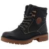 Schnürboots TOM TAILOR, Damen, Gr. 41, schwarz, Lederimitat, Textil, unifarben, kontrastfarbene Details, modisch, Schuhe, Blockabsatz, Outdoorschuh, Schnürstiefelette mit Reißverschluss