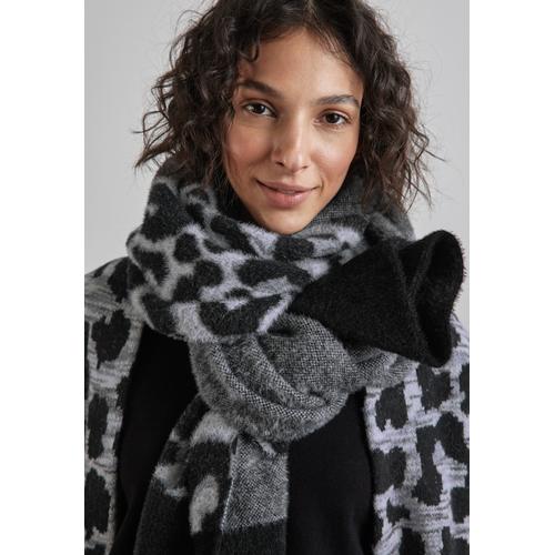 Schal STREET ONE Gr. One size, echo grey Damen Modetücher mit Animal Print