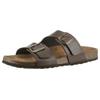Pantolette MAN'S WORLD, Herren, Gr. 40, braun (dunkelbraun), Lederimitat, unifarben, klassisch, Schuhe, Schlappen, Sommerschuh, Hausschuh mit vorgeformtem Fußbett