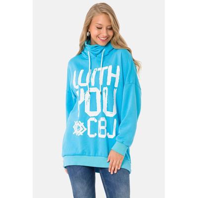 Hoodie CIPO & BAXX "Sweatshirt", Damen, Gr. L, blau (turquoise), 100% Baumwolle, bedruckt, casual, relaxed fit lang, Langarm, Sweatshirts, mit coolem Markenprint und Loop-Schal, WL345 Image