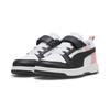 Sneaker PUMA "PUMA Rebound V6 Lo Sneakers Kinder", Kinder, Gr. 34, schwarz-weiß (weiß schwarz pink fruit), Obermaterial: Synthetik, Textil; Futter: Textil; Laufsohle: Gummi, Schuhe