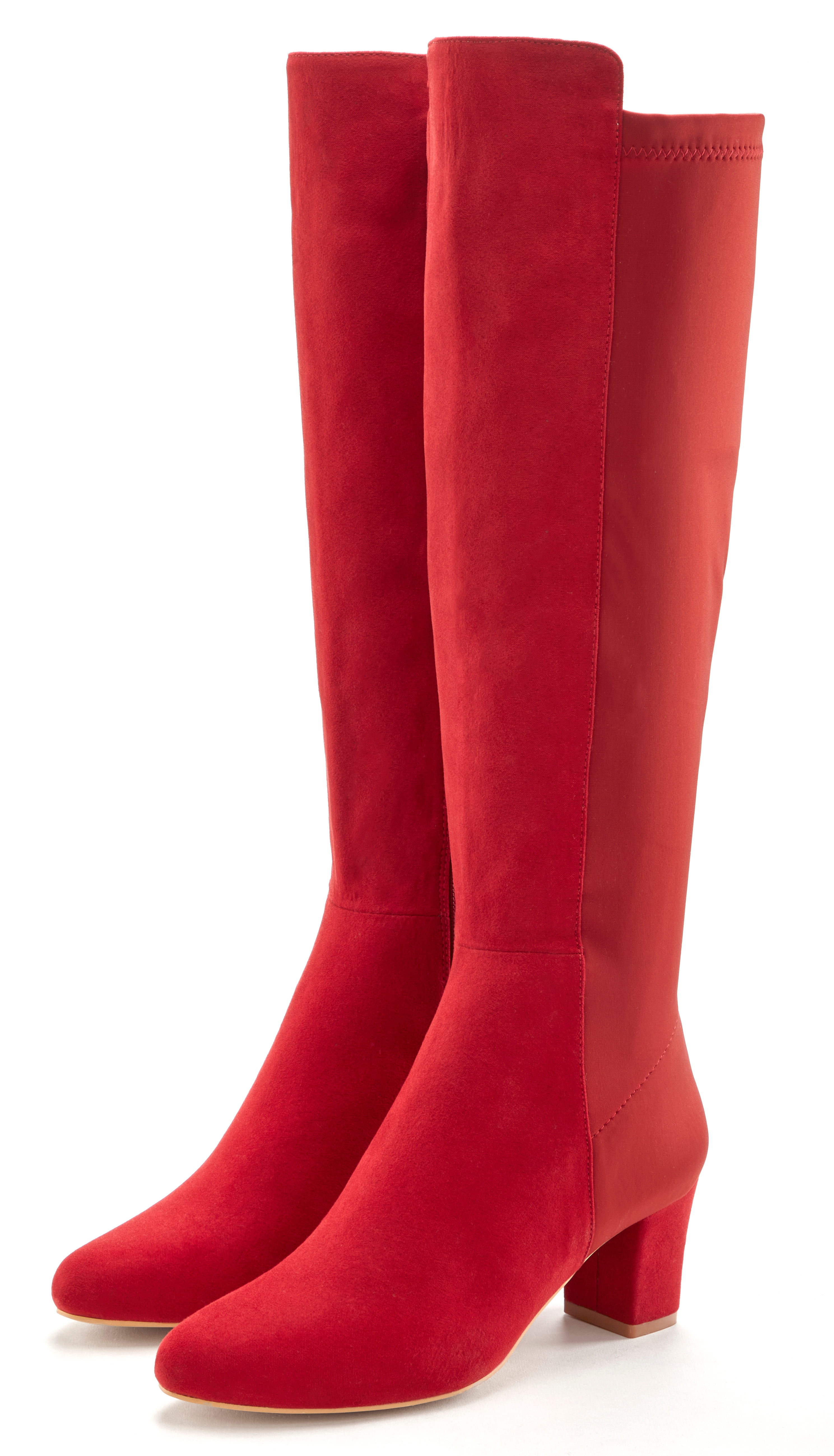 Stiefel LASCANA, Damen, Gr. 41, rot, Obermaterial: 50% Lederimitat, 50% Textilmaterial. Futter: 100% Textilmaterial. Decksohle: 100% Lederimitat. Laufsohle: 100% Synthetik, unifarben, Casual, Schuhe, mit Stretcheinsatz und Langschaft, Stiefelette,...