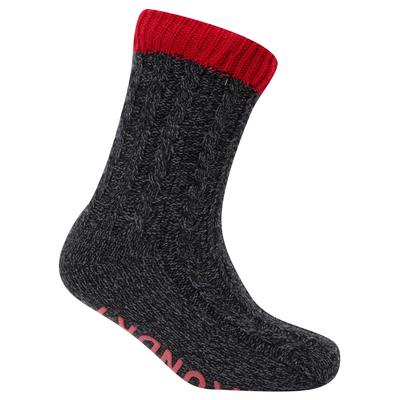 Socks Scoresby Borg Lined Chunky Cable Knit Slipper Socks in Rococco Red / One Size - Tokyo Laundry