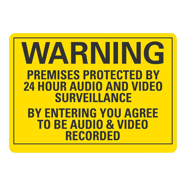 Lavex 10" x 7" Non-Reflective Aluminum "Warning / Premises Protected By 24 Hour Audio And Video Surveillance / By Entering You Agree To Be Audio & Video Recorded" Sign