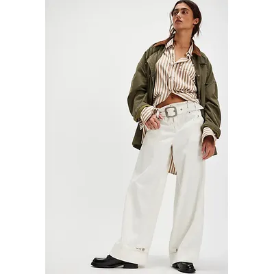 We The Free Sloane Belted Pants at Free People in Tofu, Size: XL