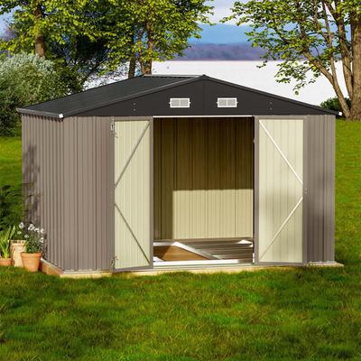 Patiowell 10 Ft. x 8 Ft. / 10 Ft. Metal Outdoor Storage Shed with Goods Shelf