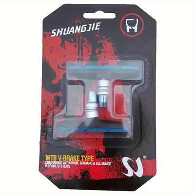 TEMU 2pcs Rubber Bike Brake Pads For Mountain & Road Bikes - Compatible, Blue, Bicycle Brake Pads Image