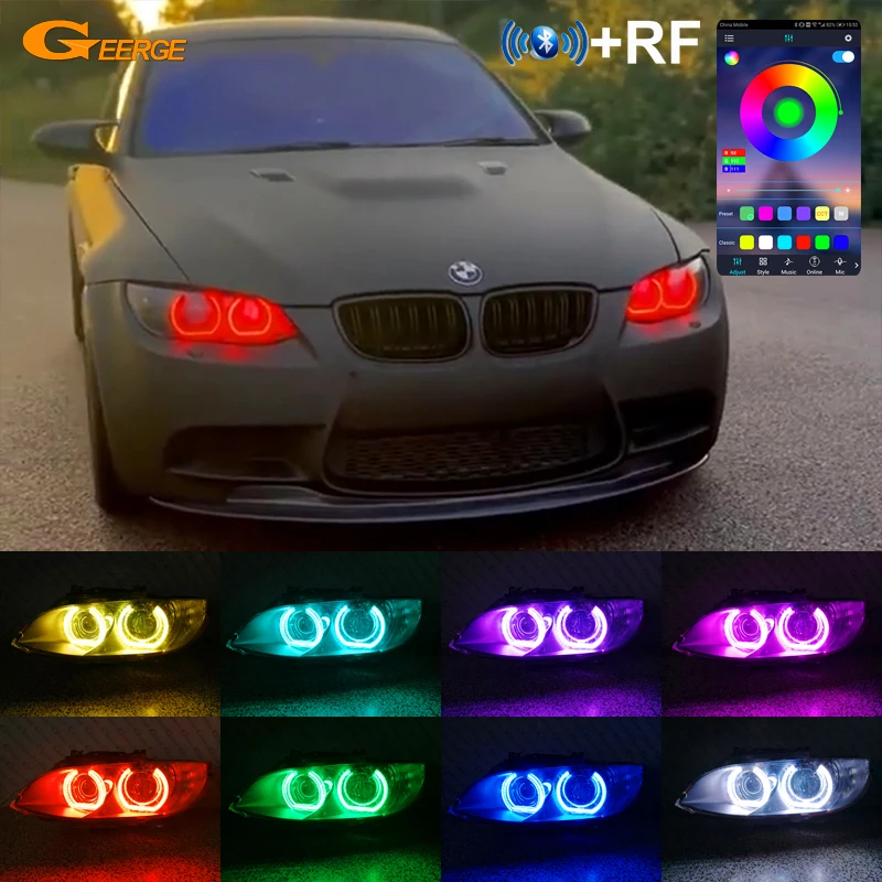 Per BMW Serie 3 E90 E91 E92 E93 M3 Coupe Cabriolet RF APP Bluetooth A Distanza Stile DTM Multi Colore RGB LED Angel Eyes Halo Anelli