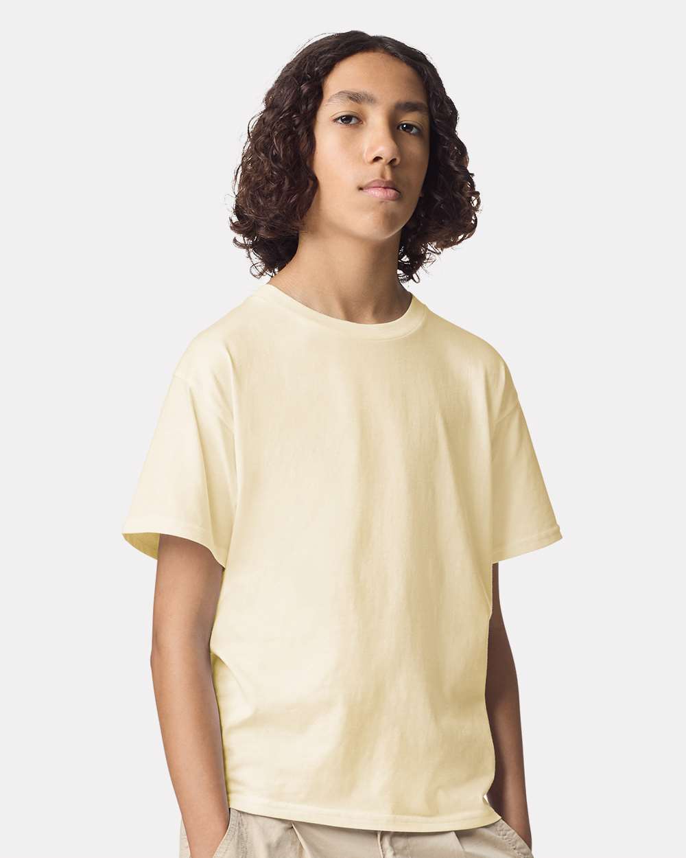 American Apparel 2001Y Youth Fine Jersey Top in Cream size Large | combed ring spun cotton