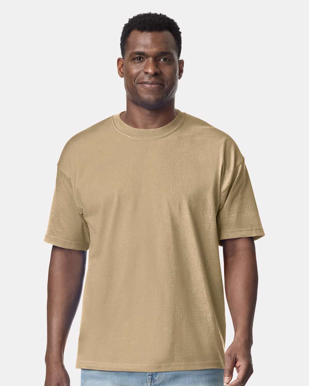 Gildan G750 Hammer Maxweight T-Shirt in Tan size Medium | ring spun cotton