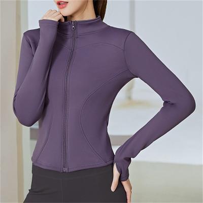 Women's Crew Neck Yoga Top Fall Thumbhole Solid Color Black White Yoga Fitness Running Jacket Top Long Sleeve Sport Activewear Breathable Quick Dry Lightweight Stretchy Loose Fit