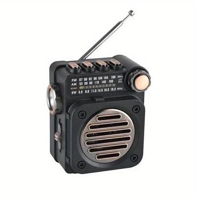 TEMU Portable Fm Radio Mini Software Radio Built In Speakers Wireless 5.0 Music Player With Led Flashlight