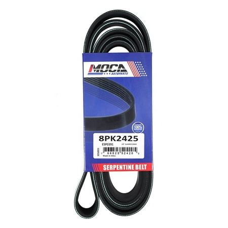 MOCA AUTOPARTS 8PK2425 Serpentine Belt fit 2008-2009 for Ford F-250 Super Duty 6.4L 2008-2009 for Ford F-350 Super Duty 6.4L 2008-2009 for Ford F-450 Super Duty 6.4L V8 391ci Accessory Drive