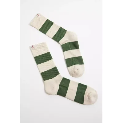 BDG Ecru & Green Stripe Socks at Urban Outfitters