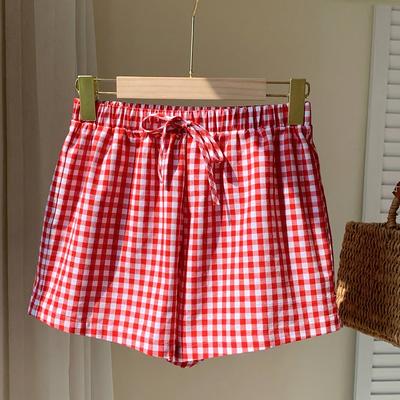 TEMU Gingham Drawstring Shorts, Casual Waist Shorts For Summer & Spring, Women's Clothing