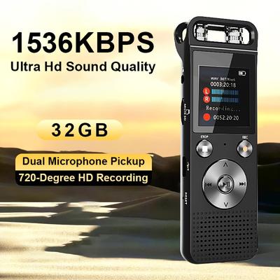 TEMU 32gb/80gb , Voice Activated Recorder, Audio Recorder With And Password Functions, 7-level Intelligent Recorder, Agc Smart Chip, Suitable For Students, Teachers, Journalists