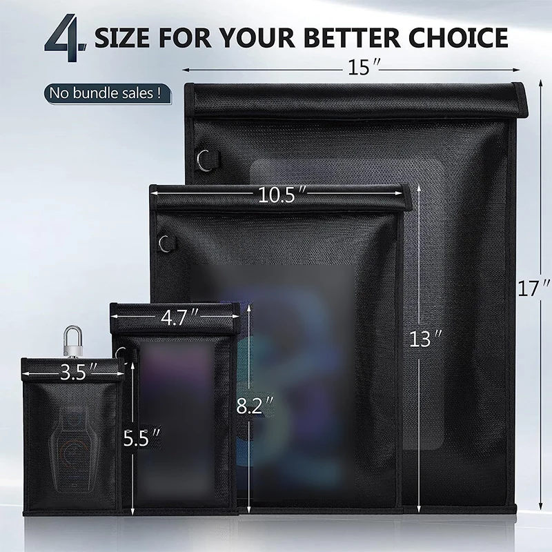 Borsa protettiva per segnale chiave auto Custodia impermeabile ignifuga con blocco RFID Borsa Faraday per chiave auto Custodia per cellulare con blocco segnale RF