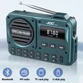 Mini radio FM portatile schermo HD radio ricevitore bassi wireless altoparlante Bluetooth carillon con scheda TF disco U auricolare da 3,5 mm Jac