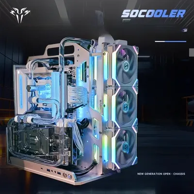 Socooler Computer Cases Atx Mid Pc Case Open Frame Diy Gaming Computer Case for ATX M-ATX ITX PC gamer cabinet gaming pc case