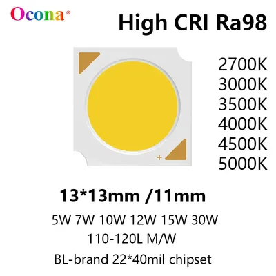 High CRI Ra98 COB LED Chip Array 020 SDCM3 13*13mm 3W 5W 10W 15W 18W 30W Warmweiß Chips Lampe SpotLight Downlight Zubehör
