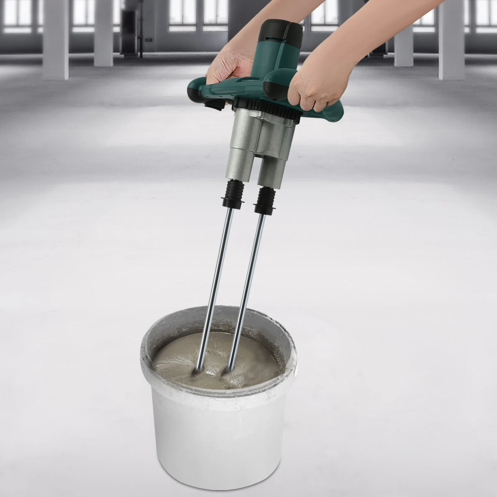 Miscelatore per cemento a 2 palette Agitatore per malta Miscelatore manuale per malta per vernice in cemento 6 velocità Opzionale Rosso 1800W / Verde 2800W