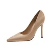 Große Größe 31 bis 43 spitzen 10cm High Heels Frauen schwarze Arbeits schuhe dünne Ferse nackte Schuhe Frauen