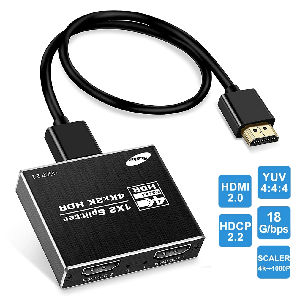 Navceker HDMI Splitter 1x2 1080P 4K HDMI Splitter 1 in 2 out 2 Port HDMI Verstärker HDMI Kabel Splitter 2,0 Für HDTV PS4 PS5 Xbox Image
