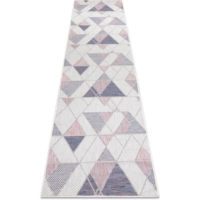 Teppich, Läufer sisal sion Geometrisch, Dreiecke 3006 flach gewebt ecru / rosa pink 80x300 cm Image