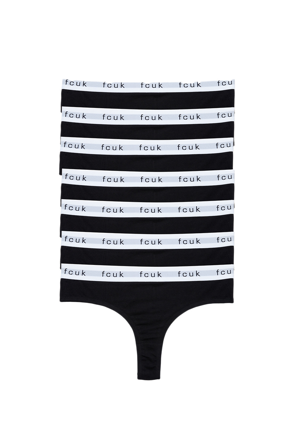 French Connection Womens Black 7 Pack Cotton Fcuk Ladies Thongs - Size Small | French Connection Sale | Discount Designer Brands