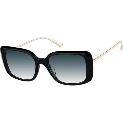 Zenni Women's Vintage Cat-Eye Rx Sunglasses Black Mixed Full Rim Frame
