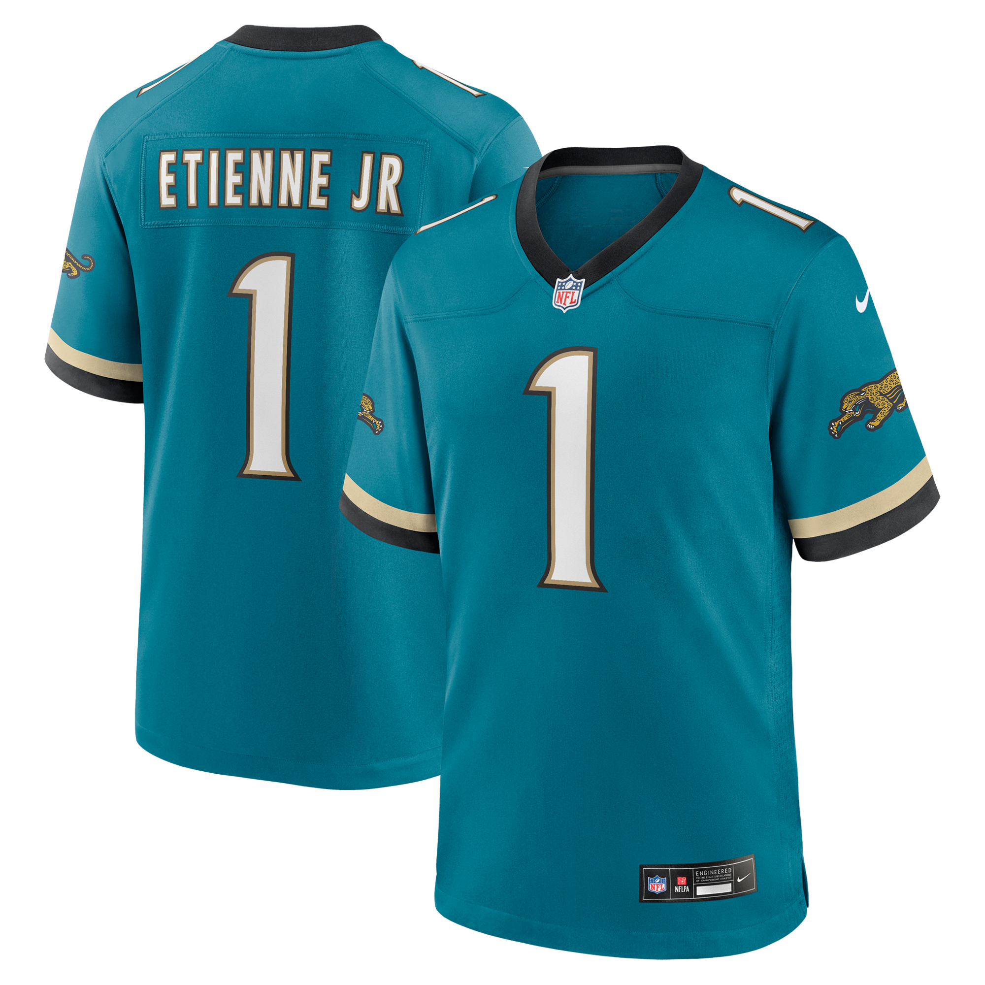 Jacksonville Jaguars Nike Game Sekundär Throwback Ausweichtrikot - Blaugrün - Travis Etienne Jr. - Herren Image