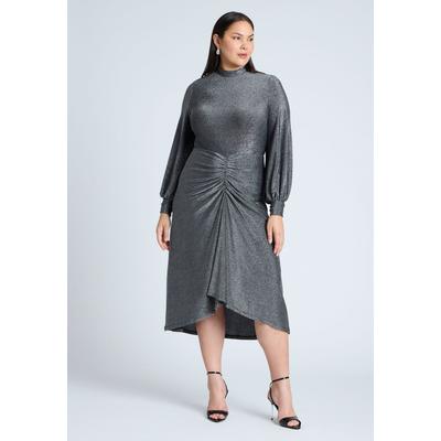 Plus Size Women's Mock Neck Lurex Midi by ELOQUII in Black Lurex (Size 20)