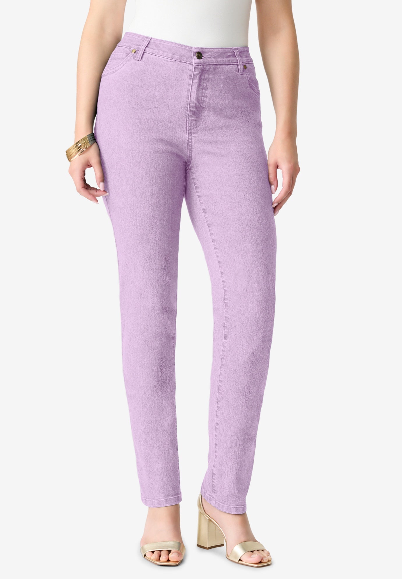 Plus Size Women's Plus Size Classic Stretch Straight Leg Jean by Denim 24/7 by Roamans in Pale Lavender (Size 12 W)