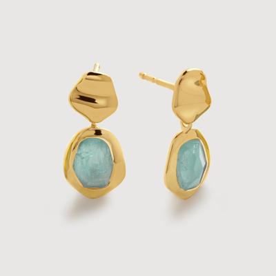 Gold Odyssey Gemstone Small Drop Earrings Aquamarine