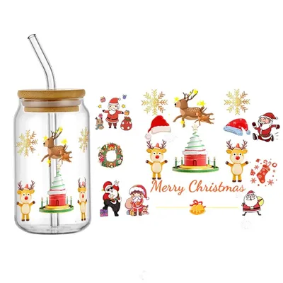 Wasserdichter Cartoon UV DTF 16oz Libbey Cup Wraps Transferaufkleber Image