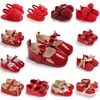 Neue Mode Neugeborenen Rot Baby Schuhe Non-slip Tuch Unten Schuhe Für Mädchen Elegante Und Edle Freizeit Baby Erste wanderschuhe