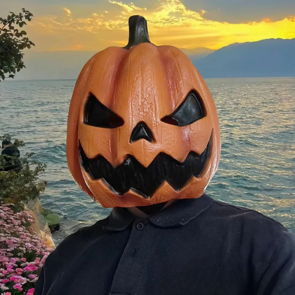 Kürbis maske Halloween Terror Requisiten Geist Teufel Geist Cospla Latex Kopf bedeckung Kürbis Kopf bedeckung hohe Qualität Image