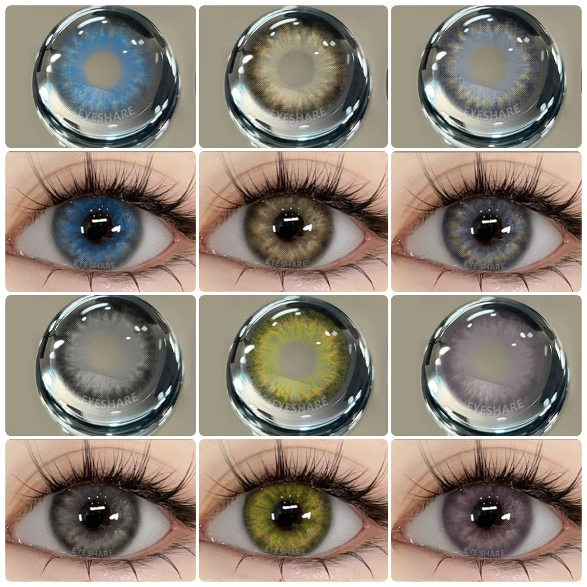 EYESHARE 1 Paar farbige Kontaktlinsen für Augenkosmetik, blaue Kontaktlinsen, braun, hochwertige natürliche Kontaktlinsen, graue Linse Image