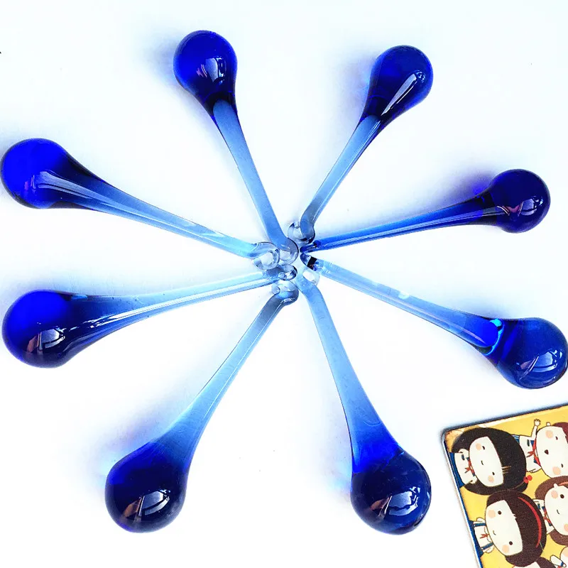 30 stücke 20x80mm Blau Glas Regentropfen Anhänger Kronleuchter Teile Kristall Kronleuchter Prisma Hängen Vorhang Zubehör Hause Dekoration