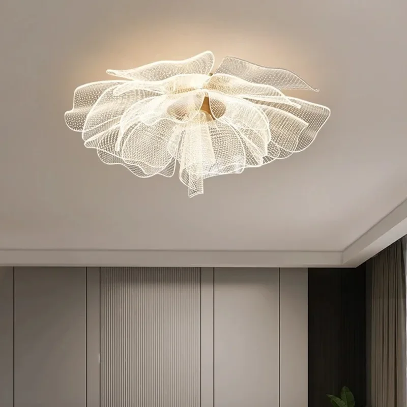 Einfache luxuriöse LED-Decken leuchte Blumen design Acryl lampe Studie Schlafzimmer Eingang Flur Licht Innen Gold Luxus beleuchtung
