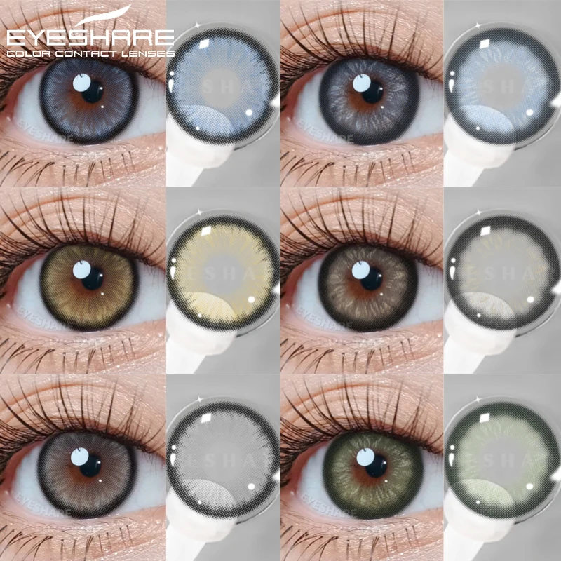 EYESHARE Farbkontaktlinsen, 2 Stück, farbiger Kontakt für Augen, braune Linsen, blaue Kontakte, jährlich, schönes Make-up, Augenkontaktlinsen Image