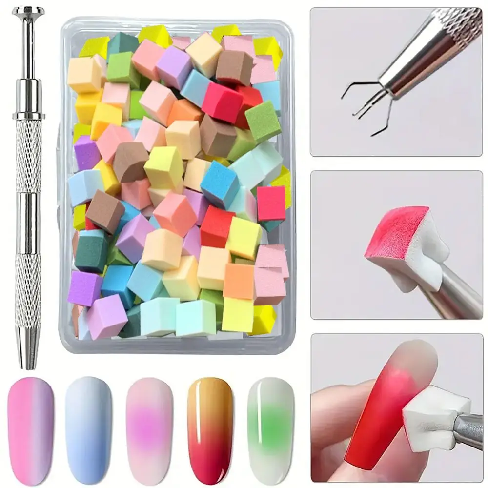 200 Stück Nagelschwamm Metall Grabber Mini austauschbare Nagelschwämme Blöcke für Ombre Nail Art Schwämme Nail Art Tools Image