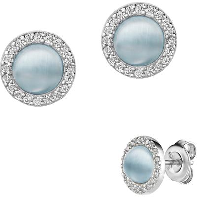 Paar Ohrstecker FIRETTI "Schmuck Geschenk Silber 925 Ohrschmuck Ohrringe Kreis rund", weiß (silberfarben, hellblau, kristallweiß, hellblau, kristallweiß), Ohrringe, Damen, Silber 925 (Sterlingsilber), Made in Germany - mit Kristallstein, Zirkonia... Image