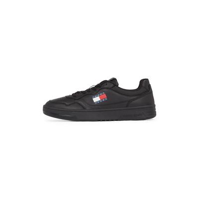 Plateausneaker TOMMY JEANS "(NEW) TJM CUPSOLE LEATHER ESS", Herren, Gr. 41, schwarz, Leder, Textil, Lederimitat, sportli