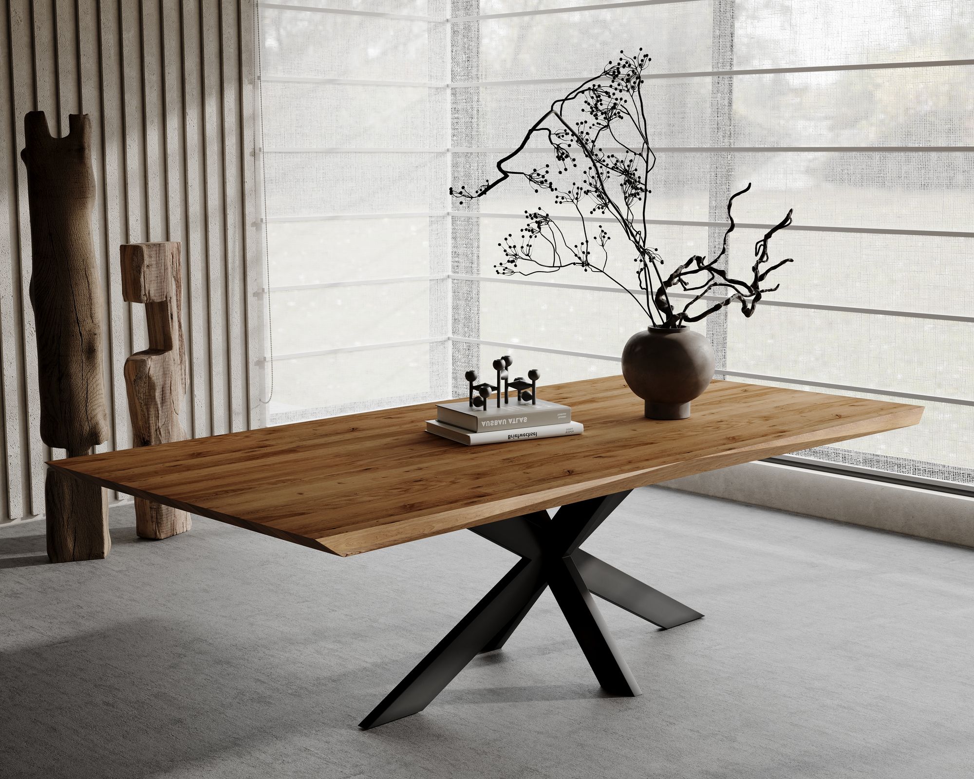 BlackWood »Table4YOU Austin« Wildeiche Massivholztisch Baumkante / Wildeiche natur / 6 cm / 260x100 cm