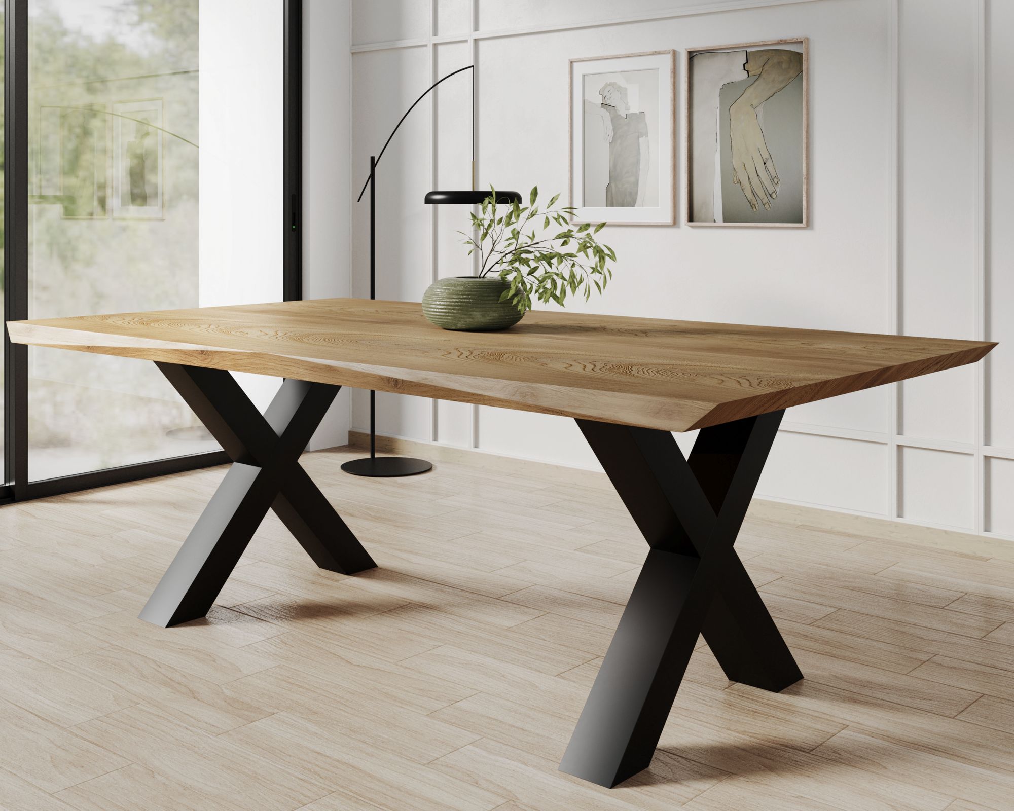 BlackWood »Table4YOU Phoenix« Wildeiche Massivholztisch Baumkante / Wildeiche natur / 6 cm / 200x100 cm