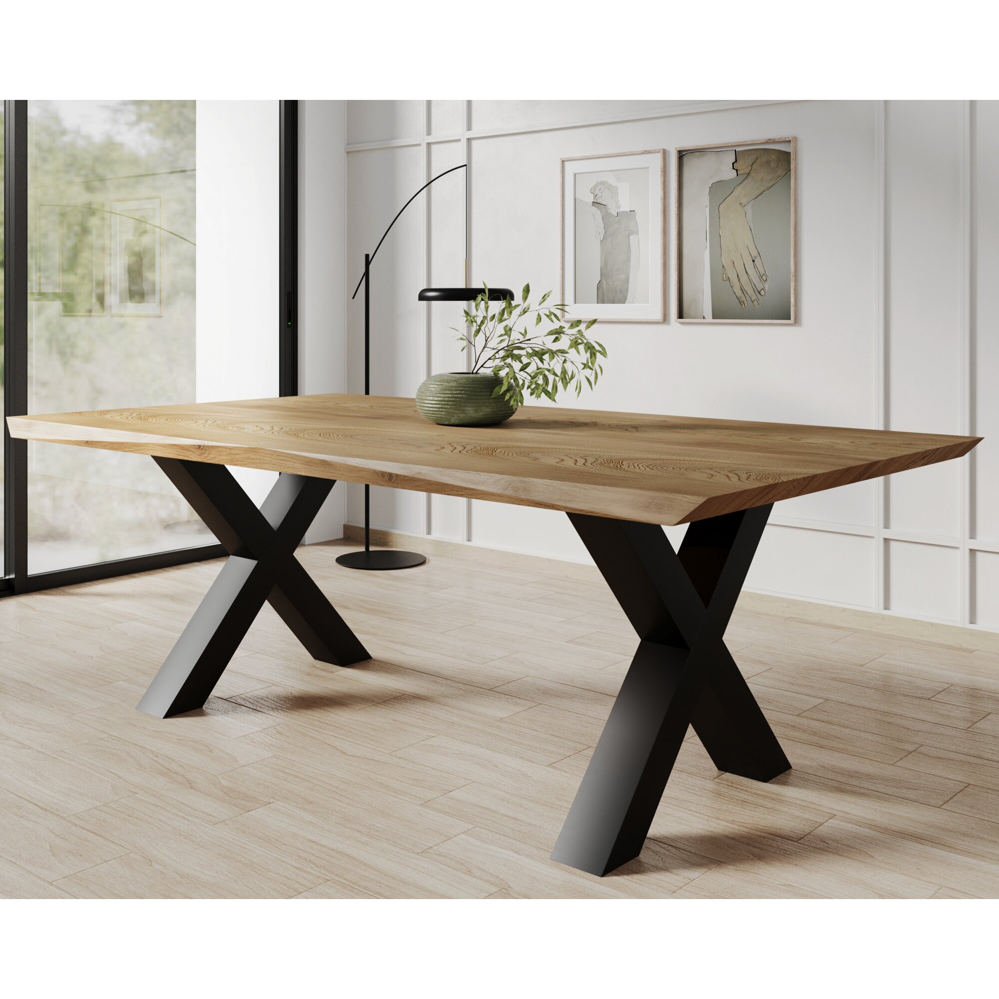 BlackWood »Table4YOU Phoenix« Wildeiche Massivholztisch Baumkante / Wildeiche natur / 6 cm / 260x100 cm