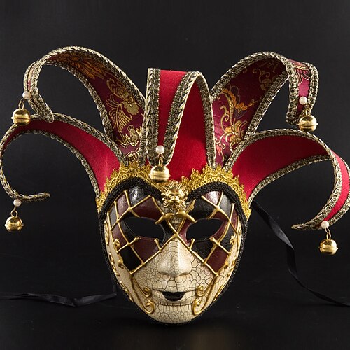 Karneval 2026 Karnevalsmaske Clown Venezianisch Narr Karneval Venezianische Maske Arlecchino Vollgesicht Erwachsene Damen Halloween Karneval Party Maskerade Karneval von Venedig Einfaches Image